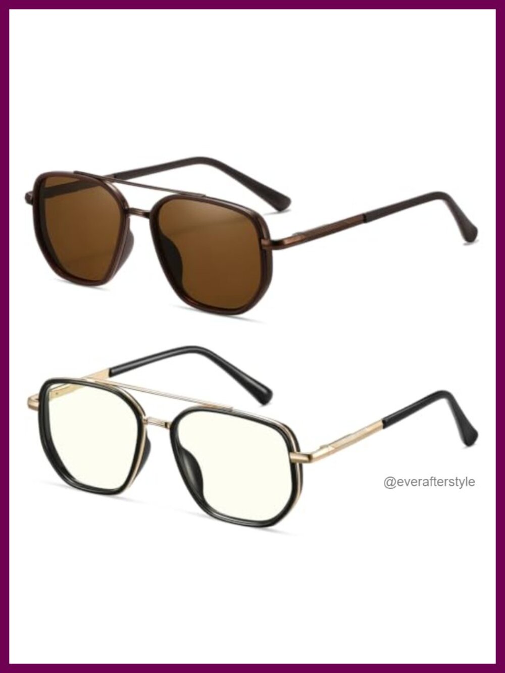 Polarized Aviator Sunglasses and Blue Light Blocking Glasses Set UV400